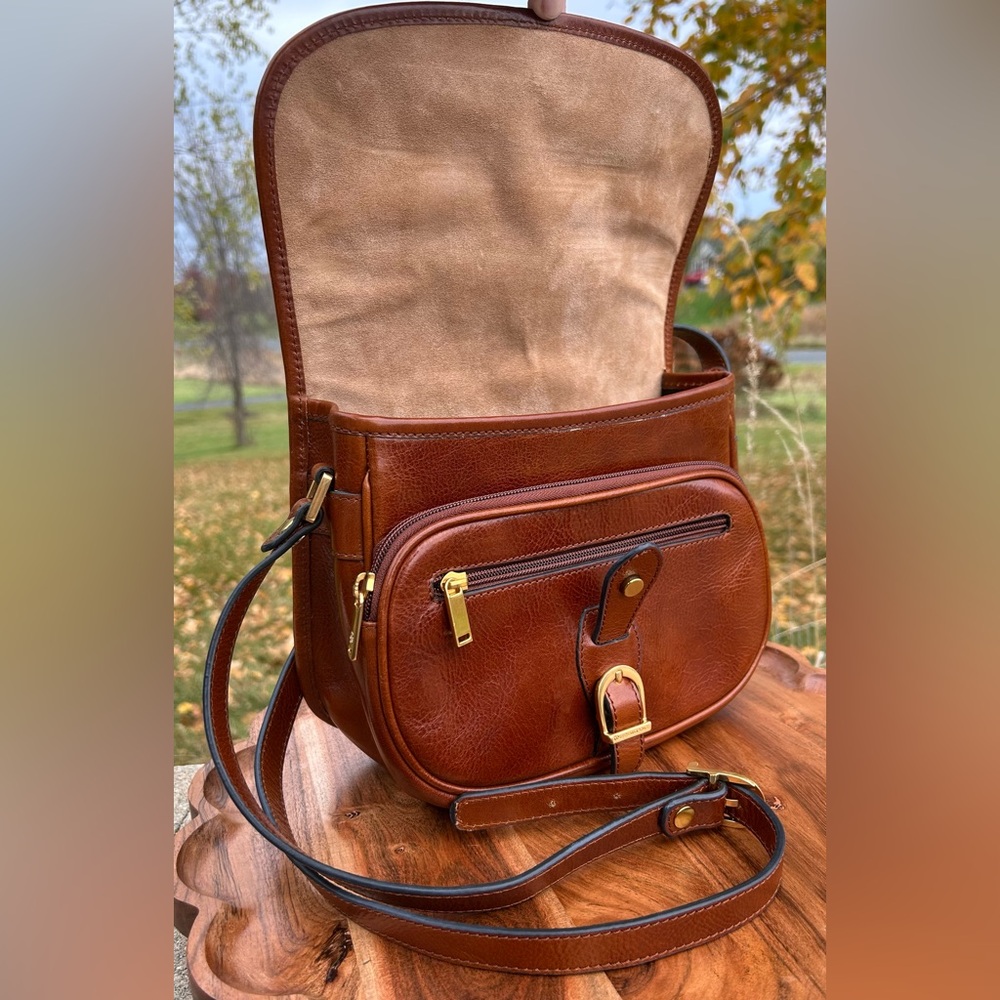 Italian Vechetta Leather Saddle Bag Brown Time Resistance “Women in Love” NWT - Picture 6 of 17